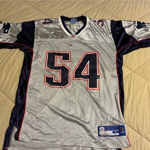 NFL - ‘Bruschi #54’ New England Patriots - Reebok Navy Blue and Silver Apparel -